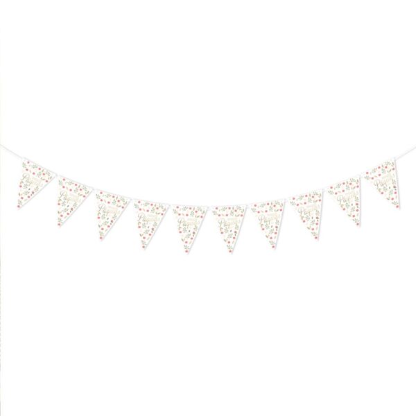 Célébrez le printemps avec notre Guirlande Fanions "Joyeuses Pâques". Un design floral et élégant pour une décoration de Pâques réussie, à la maison ou dans le jardin.