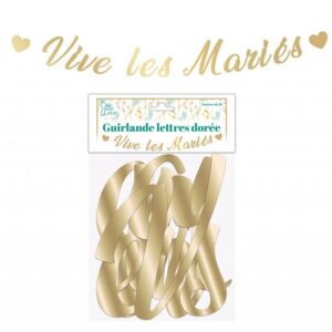 Ajoutez une touche d'or à votre mariage avec notre Guirlande Vive les Mariés ! Une décoration élégante et romantique pour célébrer l'union des nouveaux époux.