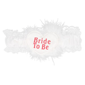 Sublimez la future mariée avec notre Jarretière "Bride To Be". Dentelle, plumes et cœur satiné : l'accessoire indispensable pour un EVJF chic ou un mariage mémorable !
