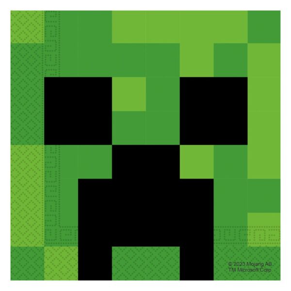 Complétez votre décoration avec notre lot de 20 serviettes Minecraft ! Un design Creeper pixelisé incontournable pour un anniversaire de gamer réussi et sans taches.