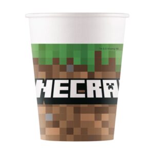 Servez vos boissons en mode Creative avec nos 8 gobelets Minecraft ! Un design pixelisé avec Steve et Alex pour une décoration d'anniversaire gaming réussie.