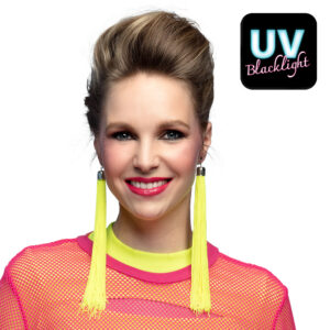 Boostez votre tenue avec nos boucles d'oreilles jaune fluo ! Style franges cascade et attache à clips pour un confort total. L'accessoire indispensable des soirées 80's et festivals.