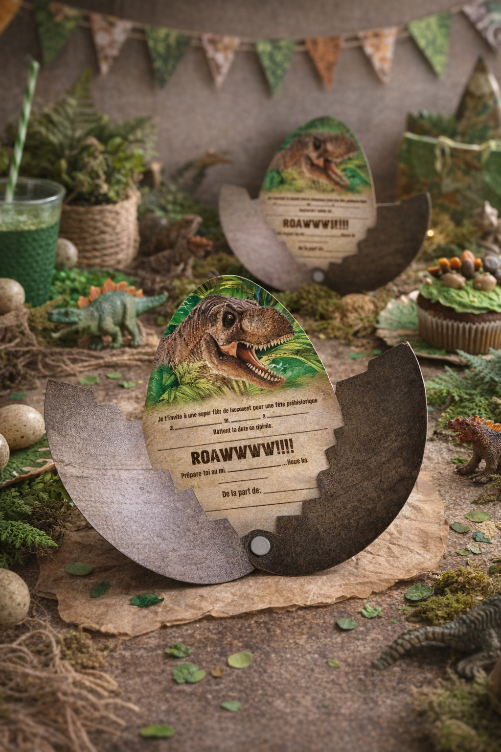 Carte invitation dinosaures
