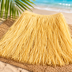 Évadez-vous sous les tropiques avec notre jupe en raphia naturel de 60 cm ! L'accessoire incontournable authentique et confortable pour vos soirées à thème Hawaï ou vos pool parties.
