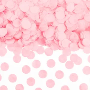Décorez votre table avec ces confettis ronds rose clair. Une décoration pastel idéale pour une baby shower, un baptême, un anniversaire ou une fête.
