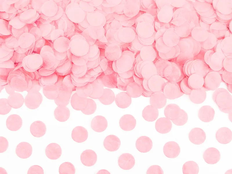 Décorez votre table avec ces confettis ronds rose clair. Une décoration pastel idéale pour une baby shower, un baptême, un anniversaire ou une fête.