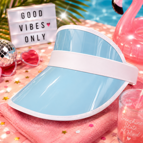 Misez sur un look rétro original avec la visière poker bleue ! Un accessoire transparent style années 80 idéal pour vos soirées à thème casino, disco ou déguisées.