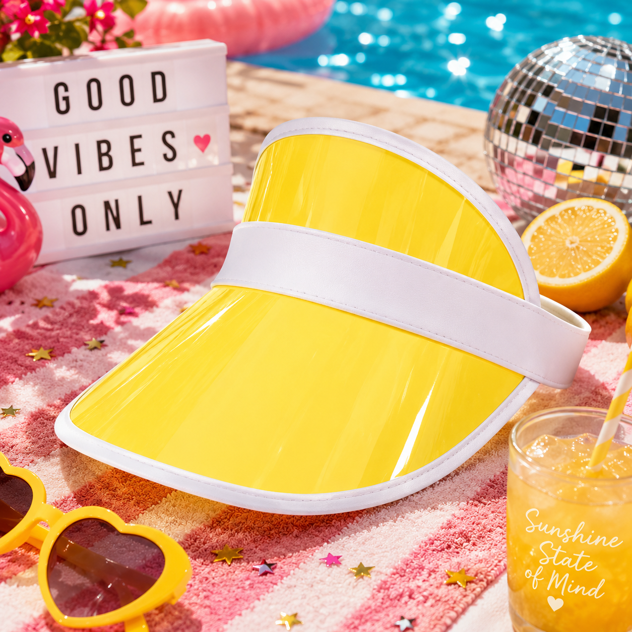 Illuminez votre déguisement avec la visière poker jaune fluo ! Un accessoire transparent néon style années 80 idéal pour vos soirées à thème casino, pop ou disco.