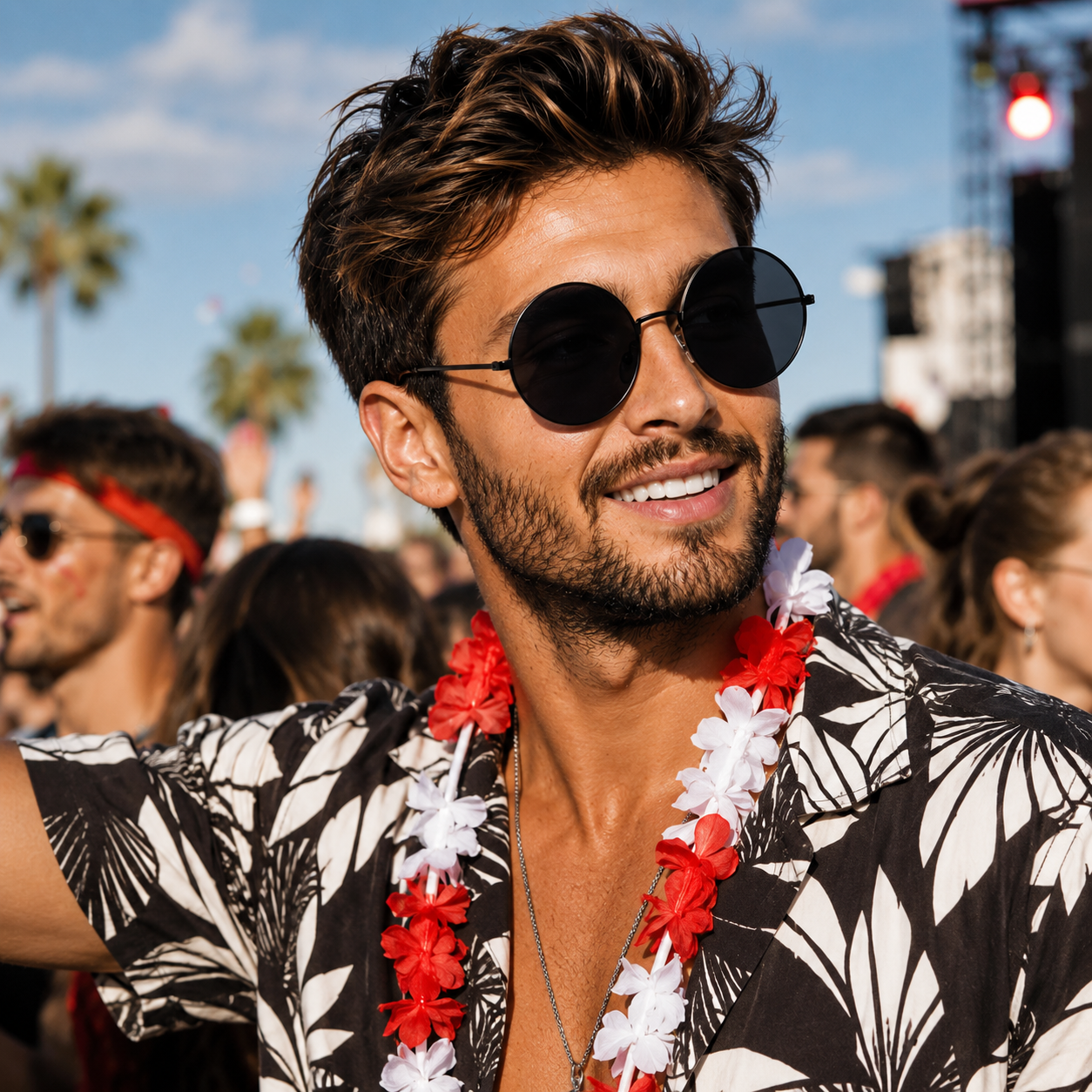 Lunettes hippie noires XL à verres ronds, idéales pour un déguisement années 60-70, une soirée hippie, un festival ou un carnaval.