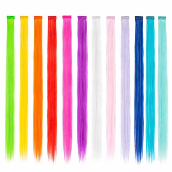 Mèche extension de cheveux colorée, idéale pour apporter une touche fun à votre coiffure lors d'une soirée, d'un festival, carnaval ou déguisement.