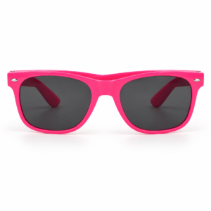 Lunettes fluo roses à verres foncés, idéales pour soirées, festivals, photobooth, années 80/90 et déguisements fun et colorés.