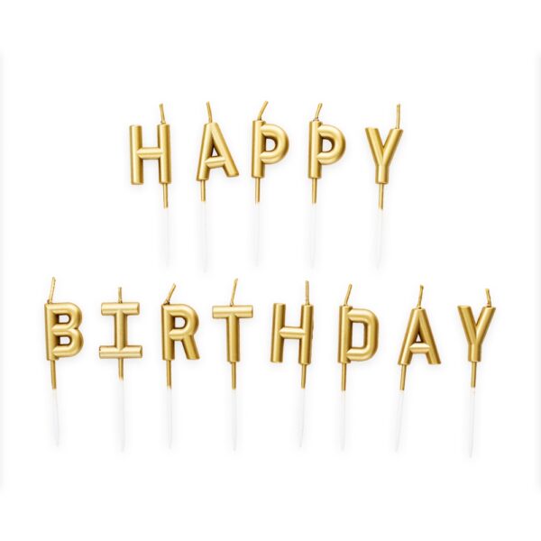 Décorez votre gâteau avec ces bougies lettres Happy Birthday couleur or. Un message élégant et festif pour sublimer tous vos anniversaires. Livraison rapide chez Planet Fiesta.