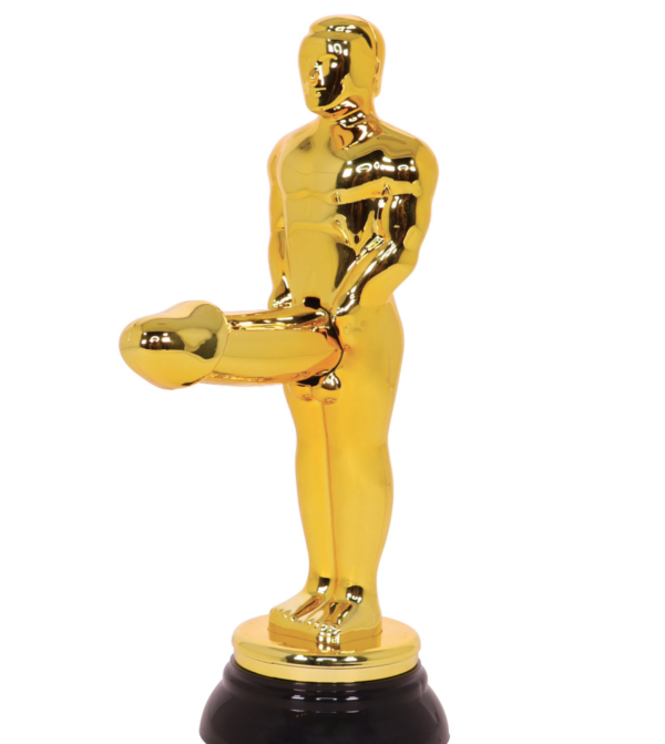 Trophée statuette Zizi dorée, cadeau humoristique idéal pour anniversaire, EVG, EVJF, soirées entre amis et remises de prix fun.