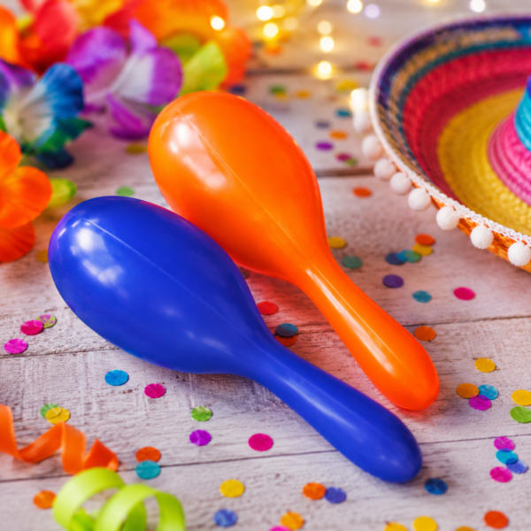 Faites vibrer la fête avec cette paire de maracas bleu et orange 🎉 Un accessoire coloré et festif idéal pour carnaval, anniversaire, fiesta et soirée tropicale.