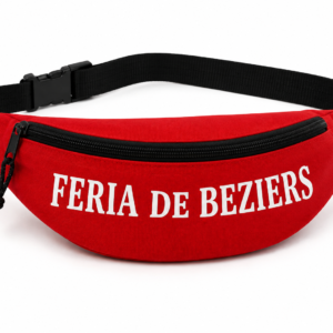 Découvrez la banane rouge Feria de Béziers avec inscription blanche. Pratique et festive, elle complète parfaitement votre tenue rouge et blanche pour la Feria.