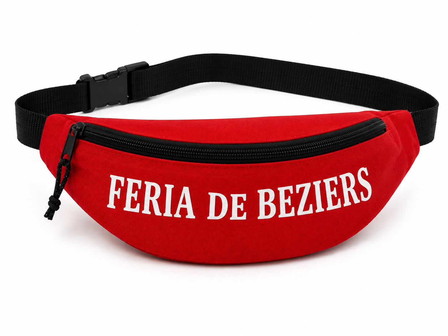 Découvrez la banane rouge Feria de Béziers avec inscription blanche. Pratique et festive, elle complète parfaitement votre tenue rouge et blanche pour la Feria.