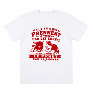 Découvrez le t-shirt Feria « Le pichet par la poignée », blanc et rouge, idéal pour compléter votre tenue pour la Feria de Béziers et faire la fête entre amis.