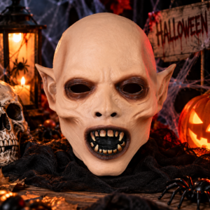 Masque latex Orlok au visage terrifiant, oreilles pointues et dents irrégulières, idéal pour Halloween, vampire, maison hantée et soirée horreur.