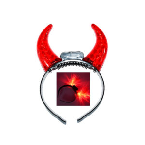 Serre-tête à cornes de diable lumineuses pour compléter un déguisement Halloween. Chez PLANET FIESTA.