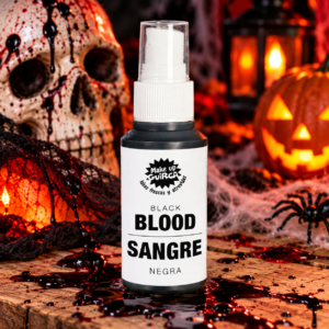 Spray faux sang noir Guirca pour Halloween et déguisement. Idéal pour créer des éclaboussures, coulures et effets horreur sur vos costumes.