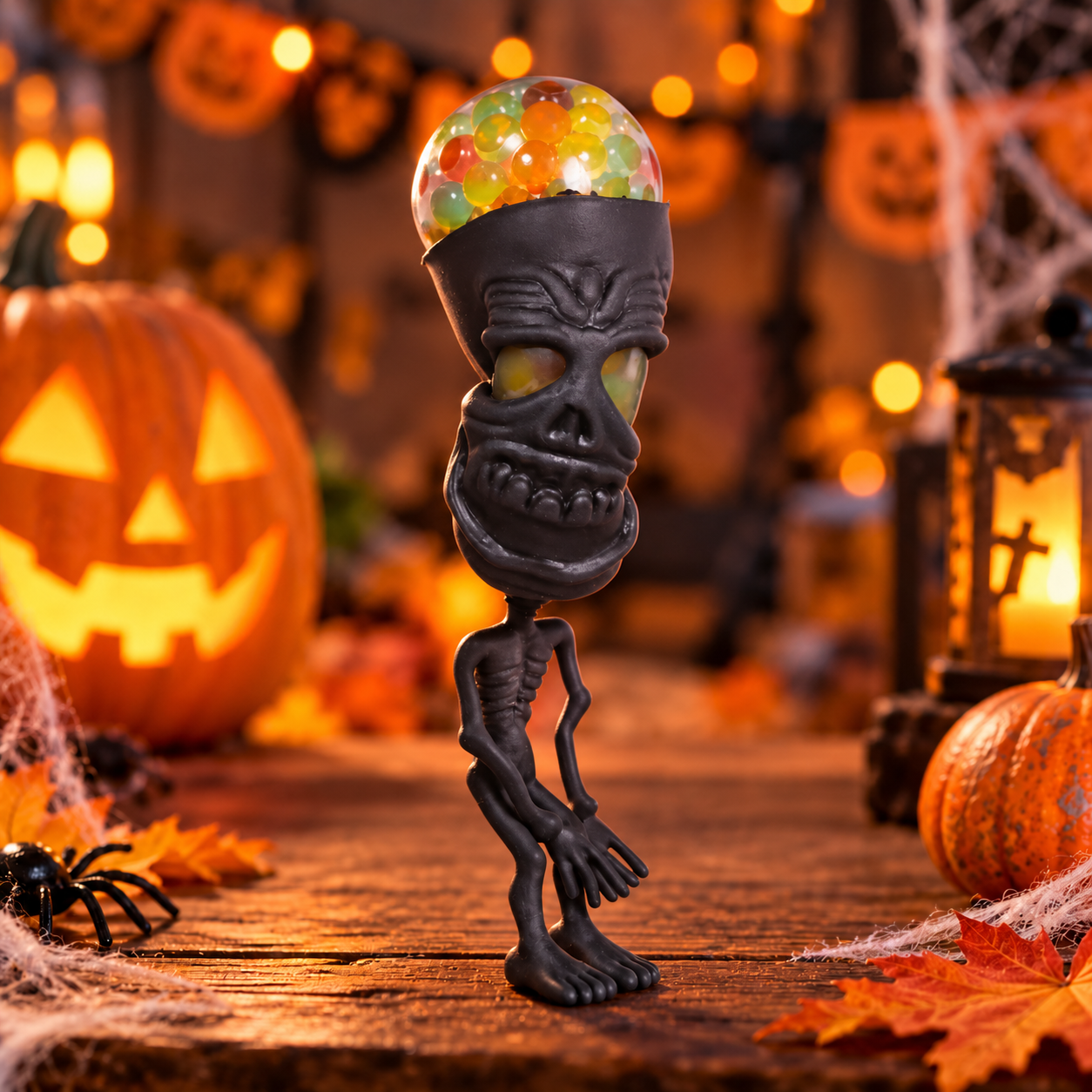 Squishy Squelette vendu à l’unité. Modèle envoyé aléatoirement selon disponibilité. Petit jouet souple parfait pour Halloween et les pochettes surprises.