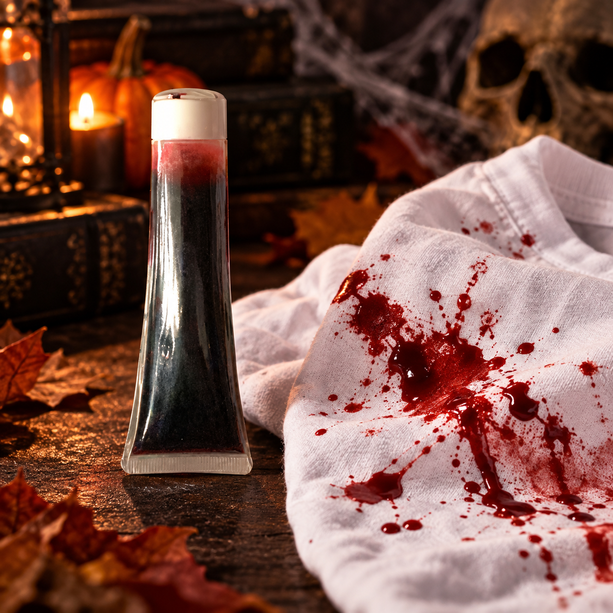 Faux sang pour textile 28 ml, idéal pour costumes Halloween, zombies et soirées horreur. Coloration réservée aux textiles, ne pas appliquer sur la peau.