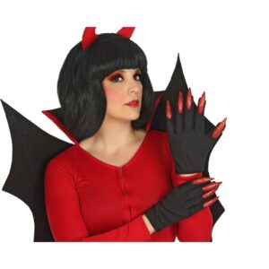 Gants noir avec ongles rouges